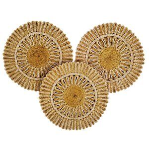 Hot Plate Pad TRIVETS (3) Straw Rattan Raffia Kitchen Dining Room Woven Retro 8"